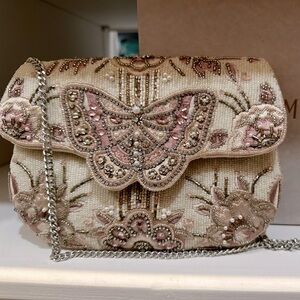 Mary Frances butterfly with pearl clutch handbag. Like new (used twice only).